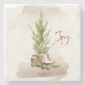 Vintage Kerstfeestdag Stenen Onderzetter (Voorkant)