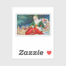 Vintage kerstfeestdag Sticker