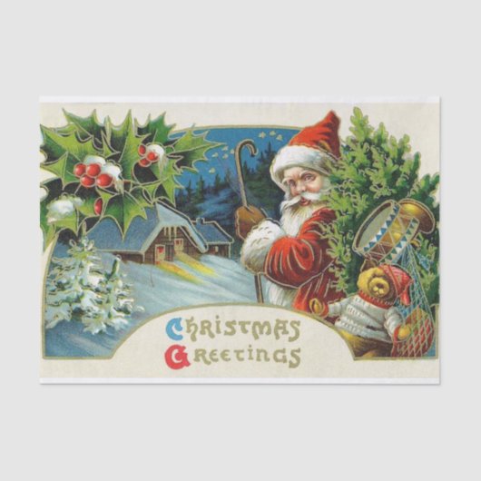Vintage kerstfeestdag tissuepapier (Voorkant)