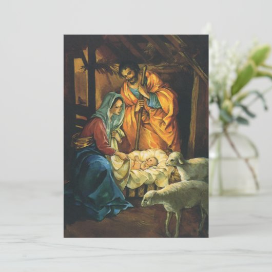 Vintage-kerstfeestdag uitnodiging (Staand voorkant)