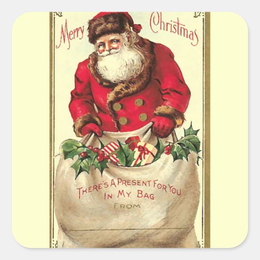 Vintage-kerstfeestdag Vierkante Sticker (Voorkant)
