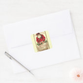 Vintage-kerstfeestdag Vierkante Sticker (Envelop)