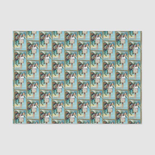 Vintage kerstfeestdag, weefsel tissuepapier (Voorkant)