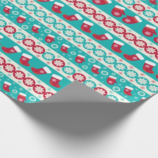 Vintage kerstfeestdag winterslaap sneeuwval cadeaupapier (Hoek)