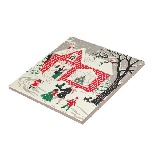 Vintage-kerstfeestdagen Greetings Tile Tegeltje (Zijkant)