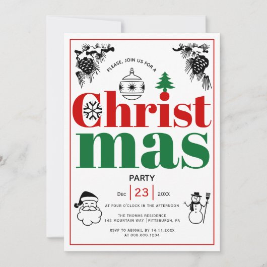 Vintage kerstfeestdagen kaart (Voorkant)