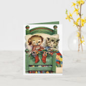 Vintage kerstfeestelijke Kaart (Gele Bloem)