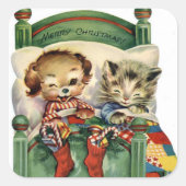 Vintage kerstfeestelijke sticker (Voorkant)