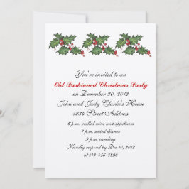 Vintage-kerstfeestelijke uitnodigingen Holly