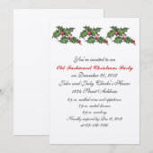 Vintage-kerstfeestelijke uitnodigingen Holly (Voorkant / Achterkant)