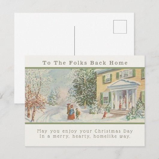 Vintage kerstfeestjes Briefkaart (Voorkant / Achterkant)