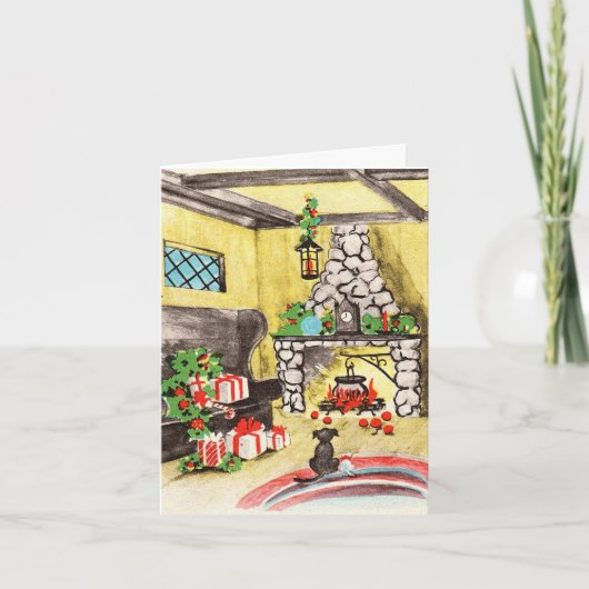 Vintage-kerstfeestjes Kaart (Voorkant)