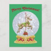 Vintage Kerstfeestkerij Ronde Snowglobe Briefkaart (Voorkant)