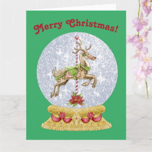 Vintage Kerstfeestkerij Ronde Snowglobe Kaart