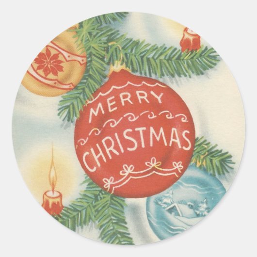 Vintage kerstfeestkerstversiering ronde sticker (Voorkant)