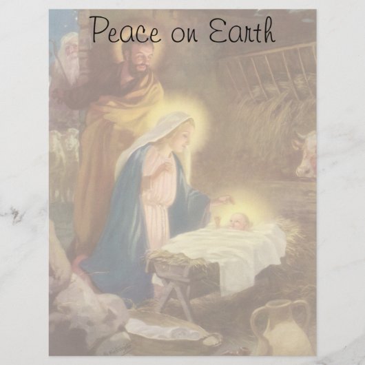 Vintage kerstfeestmaal, Mary Joseph Baby Jesus (Voorkant)