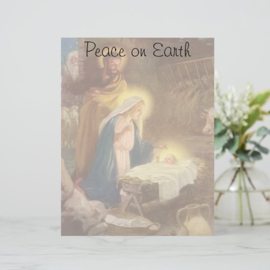 Vintage kerstfeestmaal, Mary Joseph Baby Jesus (Staand voorkant)