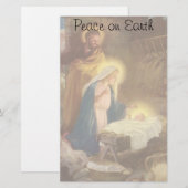 Vintage kerstfeestmaal, Mary Joseph Baby Jesus Briefpapier (Voorkant / Achterkant)
