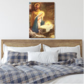 Vintage kerstfeestmaal, Mary Joseph Baby Jesus Canvas Afdruk (Insitu (Slaapkamer))