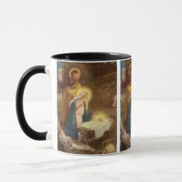 Vintage kerstfeestmaal, Mary Joseph Baby Jesus Mok