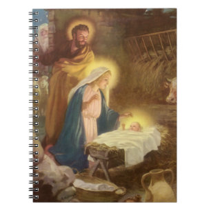 Vintage kerstfeestmaal, Mary Joseph Baby Jesus Notitieboek