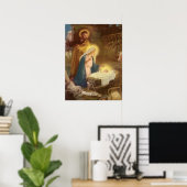 Vintage kerstfeestmaal, Mary Joseph Baby Jesus Poster (Thuiskantoor)