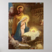 Vintage kerstfeestmaal, Mary Joseph Baby Jesus Poster (Voorkant)