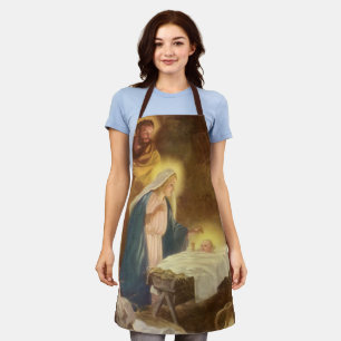 Vintage kerstfeestmaal, Mary Joseph Baby Jesus Schort