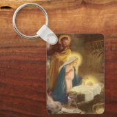 Vintage kerstfeestmaal, Mary Joseph Baby Jesus Sleutelhanger (Voorkant)