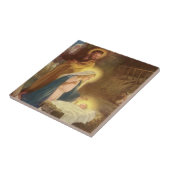 Vintage kerstfeestmaal, Mary Joseph Baby Jesus Tegeltje (Zijkant)