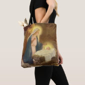 Vintage kerstfeestmaal, Mary Joseph Baby Jesus Tote Bag (Dichtbij)