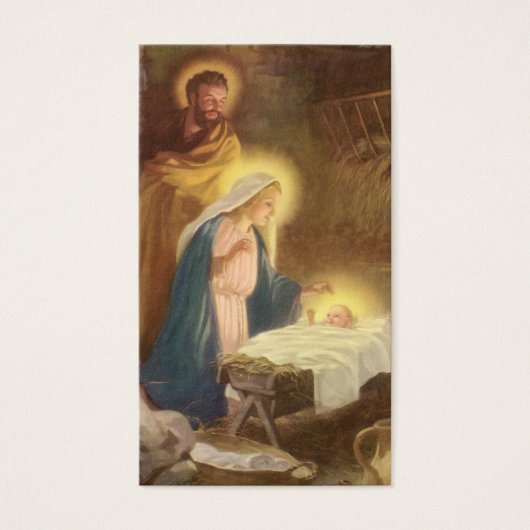 Vintage kerstfeestmaal, Mary Joseph Baby Jesus Visitekaartje (Voorkant)