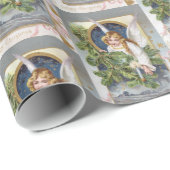 Vintage kerstfeestnamaak in engel cadeaupapier (Rol Hoek)