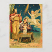 Vintage kerstfeestscène feestdagenkaart (Voorkant)