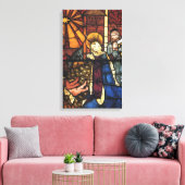 Vintage kerstfeestscène in Glas in lood Canvas Afdruk (Insitu (Woonkamer))