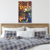 Vintage kerstfeestscène in Glas in lood Canvas Afdruk (Insitu (Slaapkamer))