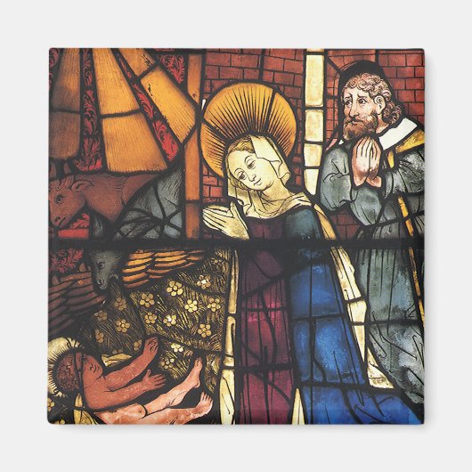 Vintage kerstfeestscène in Glas in lood Magneet (Voorkant)