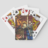 Vintage kerstfeestscène in Glas in lood Pokerkaarten (Achterkant)