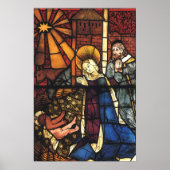 Vintage kerstfeestscène in Glas in lood Poster (Voorkant)