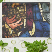 Vintage kerstfeestscène in Glas in lood Theedoek (Gevouwen)