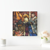 Vintage kerstfeestscène in Glas in lood Vierkante Klok (Huis)