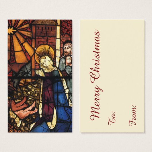 Vintage kerstfeestscène in Glas in lood Visitekaartjes (Voorkant /achterkant)