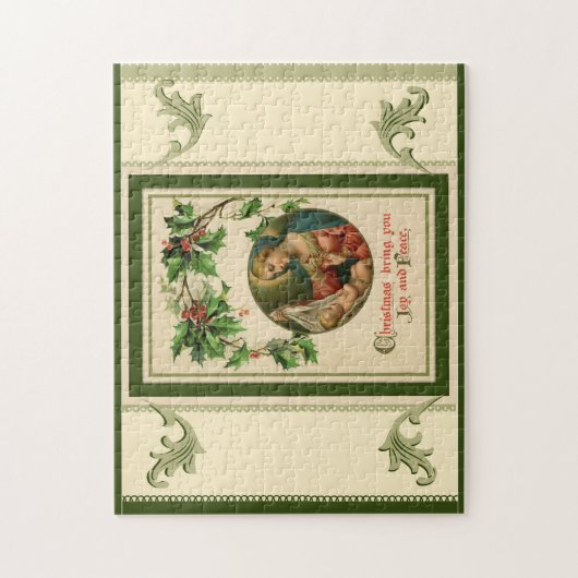 Vintage kerstfeestscène legpuzzel (Verticaal)