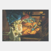 Vintage kerstfeestscènes - assortiment inpakpapier vel (Voorkant)