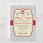 Vintage-kerstfeestuitnodiging Kaart (Voorkant)