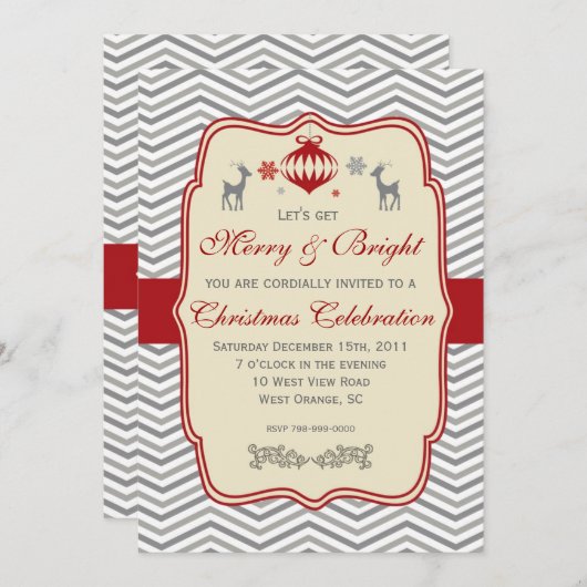 Vintage-kerstfeestuitnodiging Kaart (Voorkant / Achterkant)