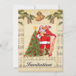 Vintage-kerstfeestuitnodiging Kaart