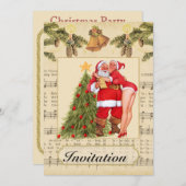 Vintage-kerstfeestuitnodiging Kaart (Voorkant / Achterkant)