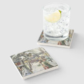 Vintage kerstfinage stenen onderzetter (Zijkant)