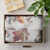 Vintage-kerstflora met muziek en  tekst tissuepapier (Geschenk)